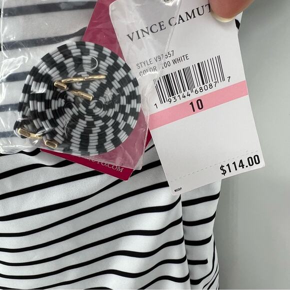 Vince Camuto Black and White Striped One Piece Swimsuit Womens 10 NWT - Picture 5 of 5